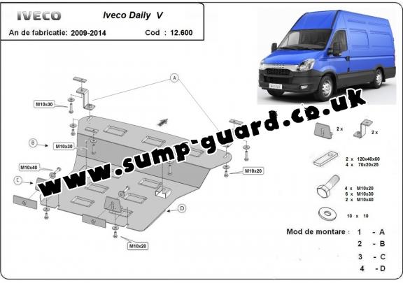 Steel sump guard for Iveco Daily 5