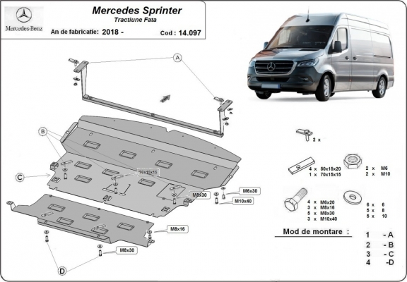 Steel sump guard for Mercedes Sprinter-FWD