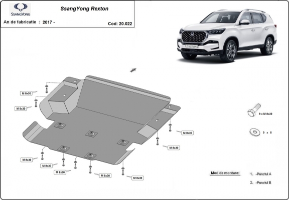 Steel sump guard for SsangYong Rexton