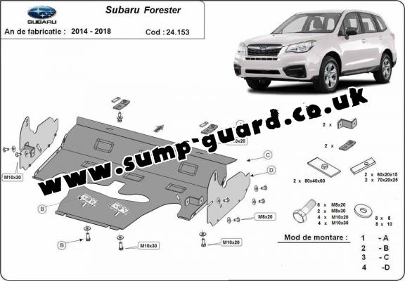 Steel sump guard for Subaru Forester 4