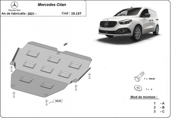 Steel sump guard for Mercedes Citan W420
