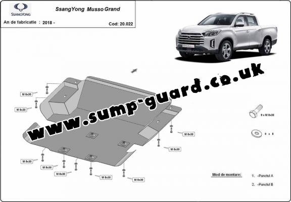 Steel sump guard for Ssangyong Musso Grand