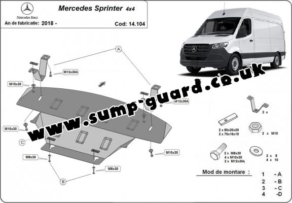 Steel sump guard for Mercedes Sprinter 907  4x4