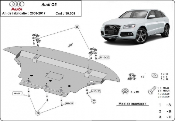 Steel sump guard for Audi Q5