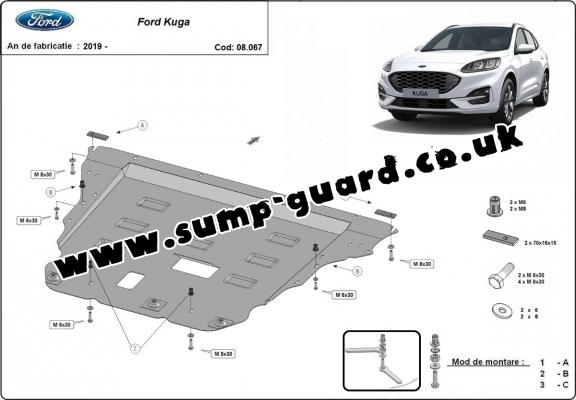 Steel sump guard for Ford Kuga