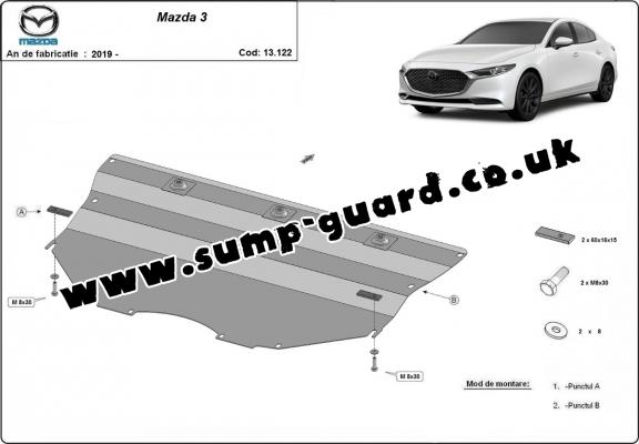 Steel sump guard for Mazda 3