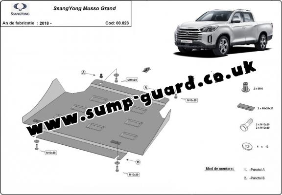 Steel gearbox guard for Ssangyong Musso Grand