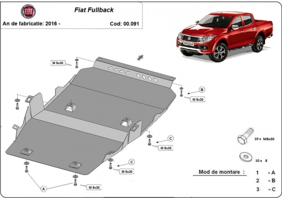 Steel sump guard for Fiat Fullback