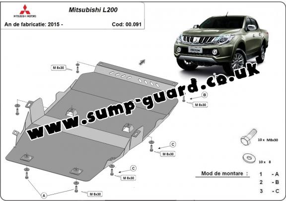 Steel sump guard for Mitsubishi L200