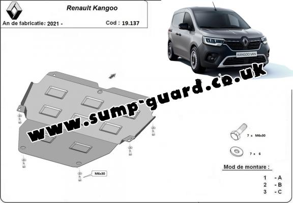 Steel sump guard for Renault Kangoo Van