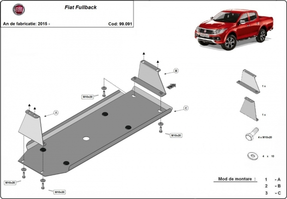 Steel fuel tank guard  for Fiat Fullback