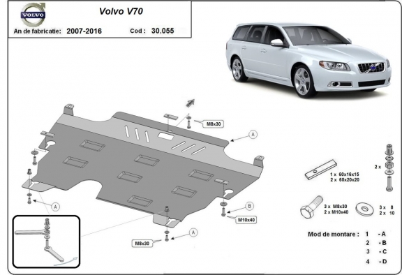 Steel sump guard for Volvo V70