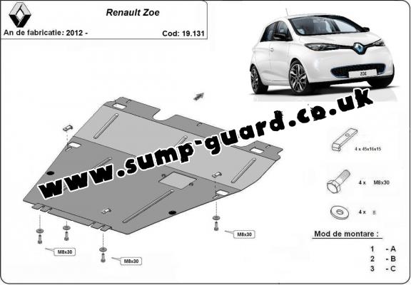 Steel sump guard for Renault Zoe