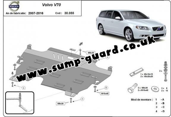 Steel sump guard for Volvo V70