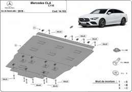 Steel sump guard for Mercedes CLA C118