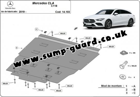 Steel sump guard for Mercedes CLA C118