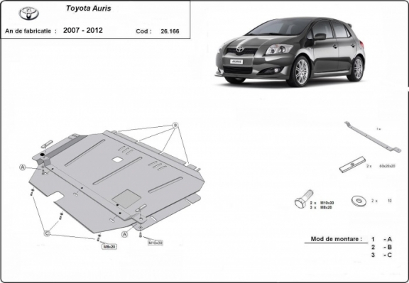 Steel sump guard for Toyota Auris