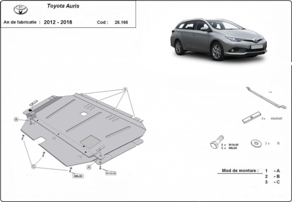 Steel sump guard for Toyota Auris