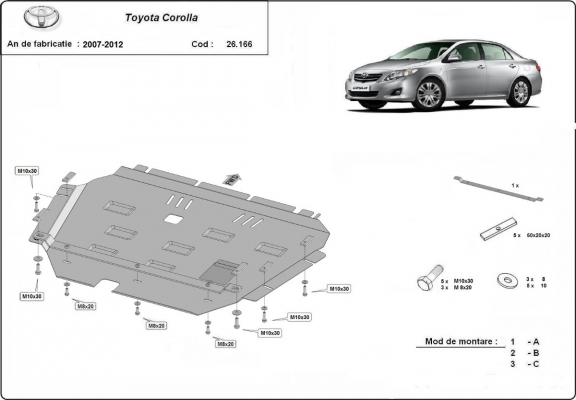 Steel sump guard for Toyota Corolla
