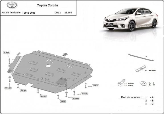 Steel sump guard for Toyota Corolla