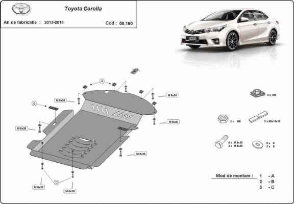 Steel catalytic converter guard/cat lock for Toyota Corolla