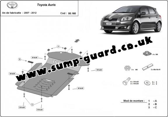 Steel catalytic converter guard/cat lock for Toyota Auris