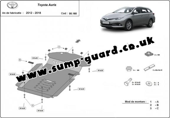 Steel catalytic converter guard/cat lock for Toyota Auris