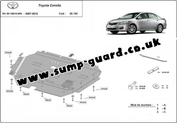 Steel sump guard for Toyota Corolla