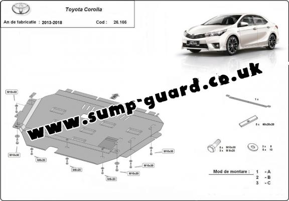 Steel sump guard for Toyota Corolla