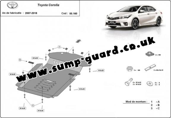 Steel catalytic converter guard/cat lock for Toyota Corolla