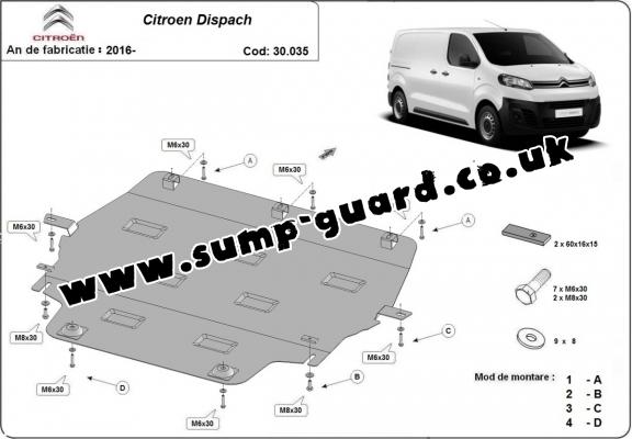 Steel sump guard for Citroen Dispatch