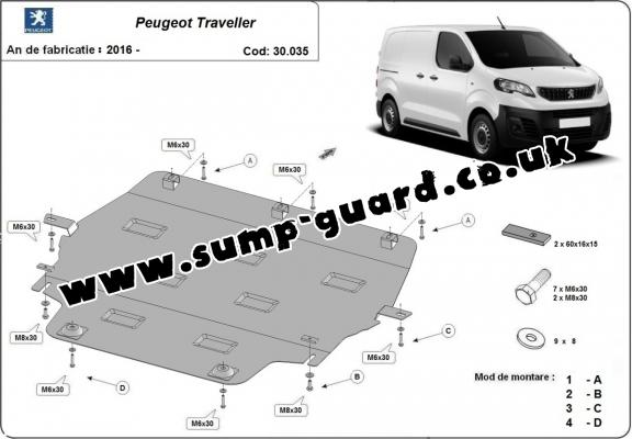 Steel sump guard for Peugeot Traveller