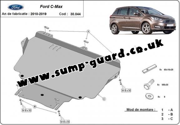 Steel sump guard for Ford C - Max