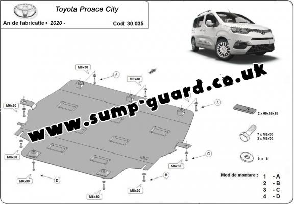 Steel sump guard for Toyota Proace City