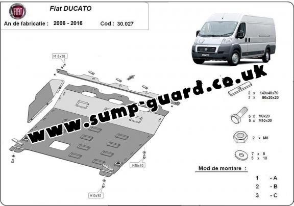 Steel sump guard for Fiat Ducato