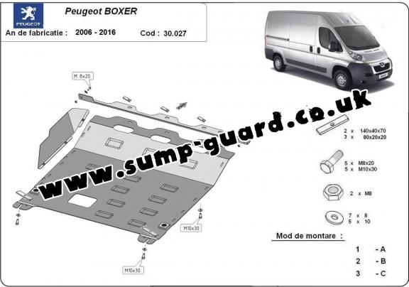 Steel sump guard for Peugeot Boxer