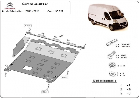 Steel sump guard for Citroen Jumper