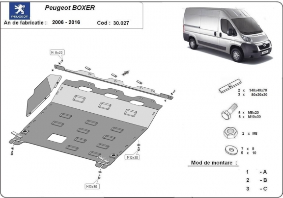 Steel sump guard for Peugeot Boxer