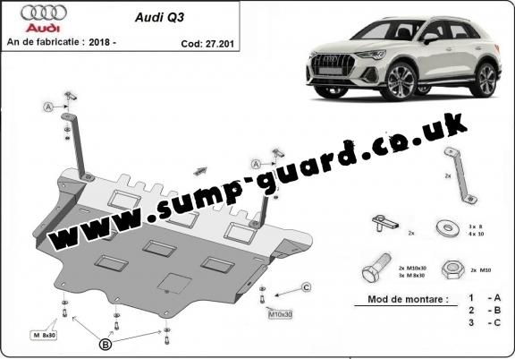 Steel sump guard for Audi Q3
