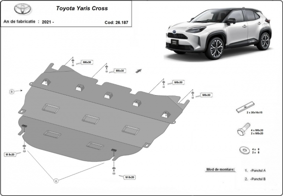 Steel sump guard for Toyota Yaris Cross XP210