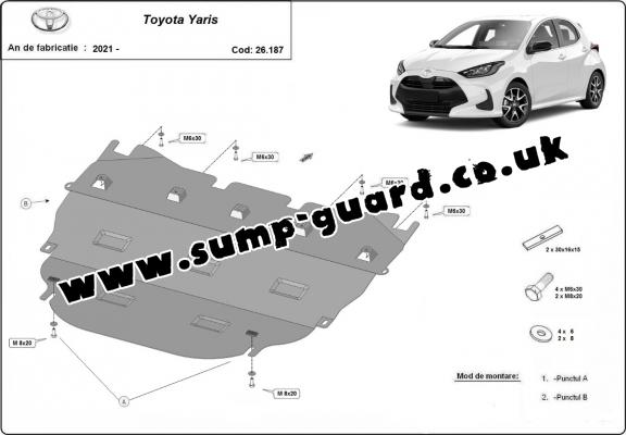 Steel sump guard for Toyota Yaris XP210