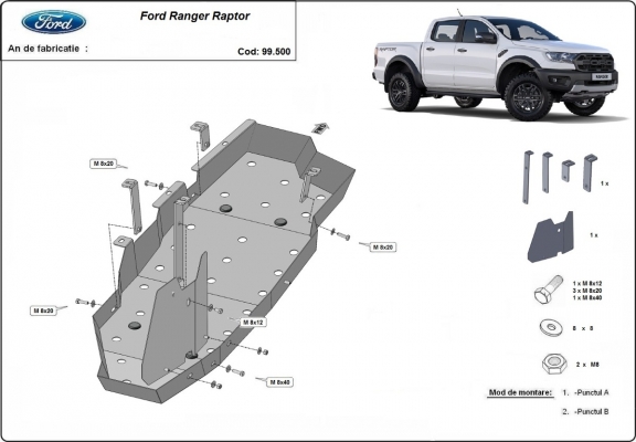 Steel fuel tank guard  for Ford Ranger Raptor 