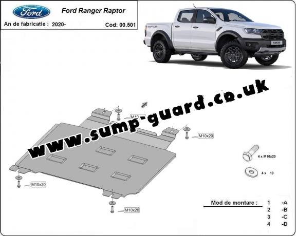 Steel gearbox guard for Ford Ranger Raptor