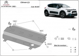 Steel sump guard for Citroen C3