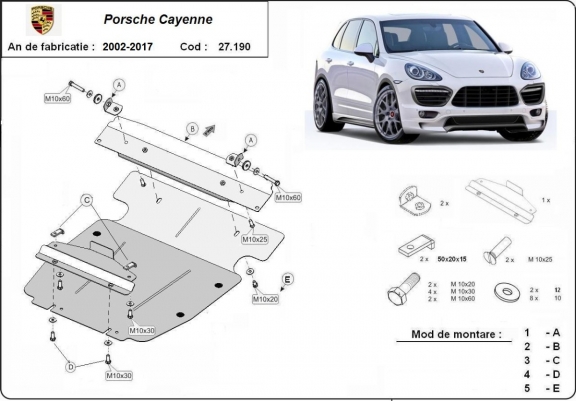 Steel sump guard for Porsche Cayenne