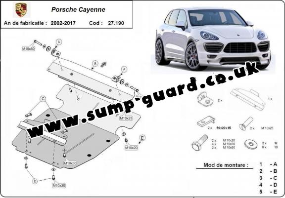 Steel sump guard for Porsche Cayenne