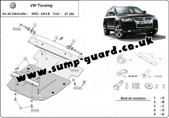 Steel sump guard for Volkswagen Touareg 7L