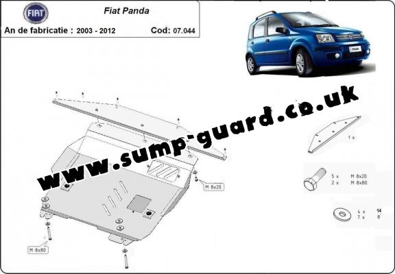 Steel sump guard for Fiat Panda