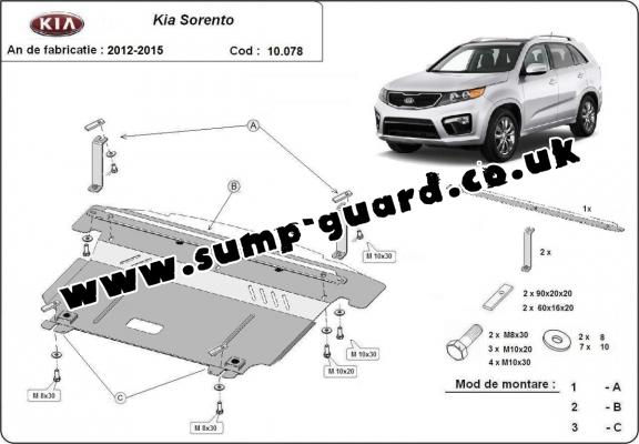 Steel sump guard for Kia Sorento XM
