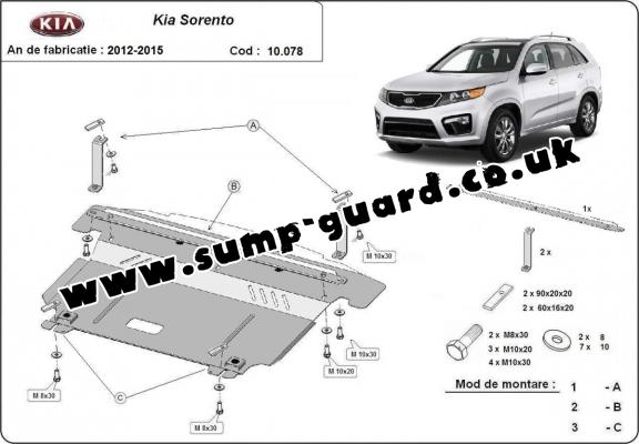 Steel sump guard for Kia Sorento